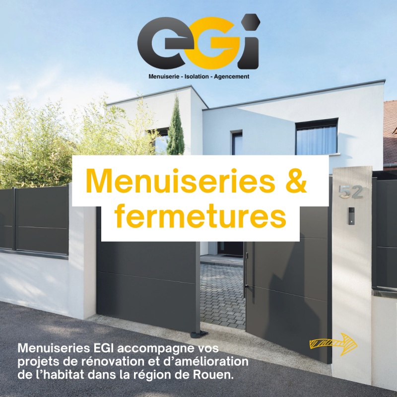 Menuiseries et fermetures sur mesure à Saint-Léger-du-Bourg-Denis – portail aluminium moderne posé par Menuiserie EGI près de Rouen