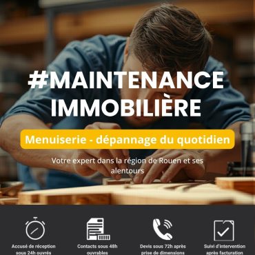 Maintenance immobilière à Rouen par la Menuiserie EGI pour l'entretien, le dépannage et la réparation de menuiseries, volets, portes et vitrages