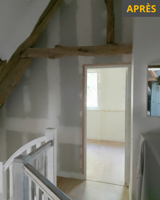 Réaménagement intérieur avec modification du parquet et de l’escalier à Saint-Léger-du-Bourg-Denis